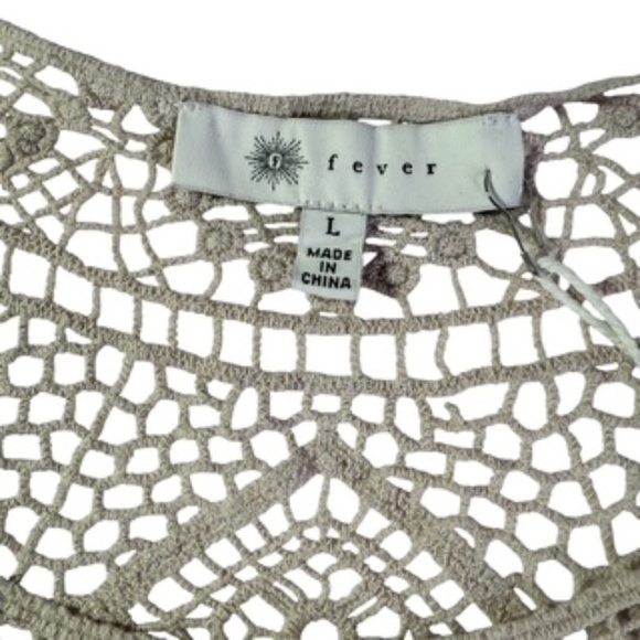 NWT Fever Ivory Color 3/4 Sleeve Crochet Cotton Relaxed Fit Top Size L - Picture 5 of 12